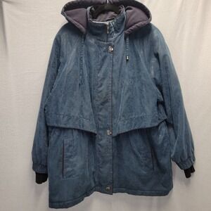 Vtg 80/90s  IZZI Puffer Jacket Floral Blue Coat Sz XL